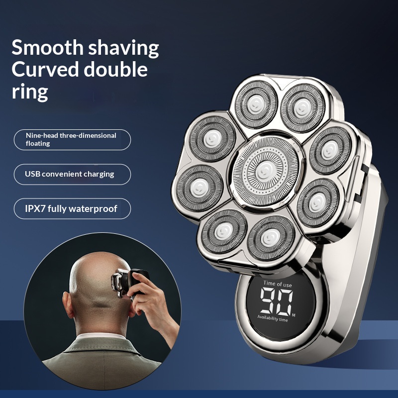 Men'S Grooming Blade - Rechargeable 9‑Blade Floating‑Head Electric Razor, 6‑in‑1