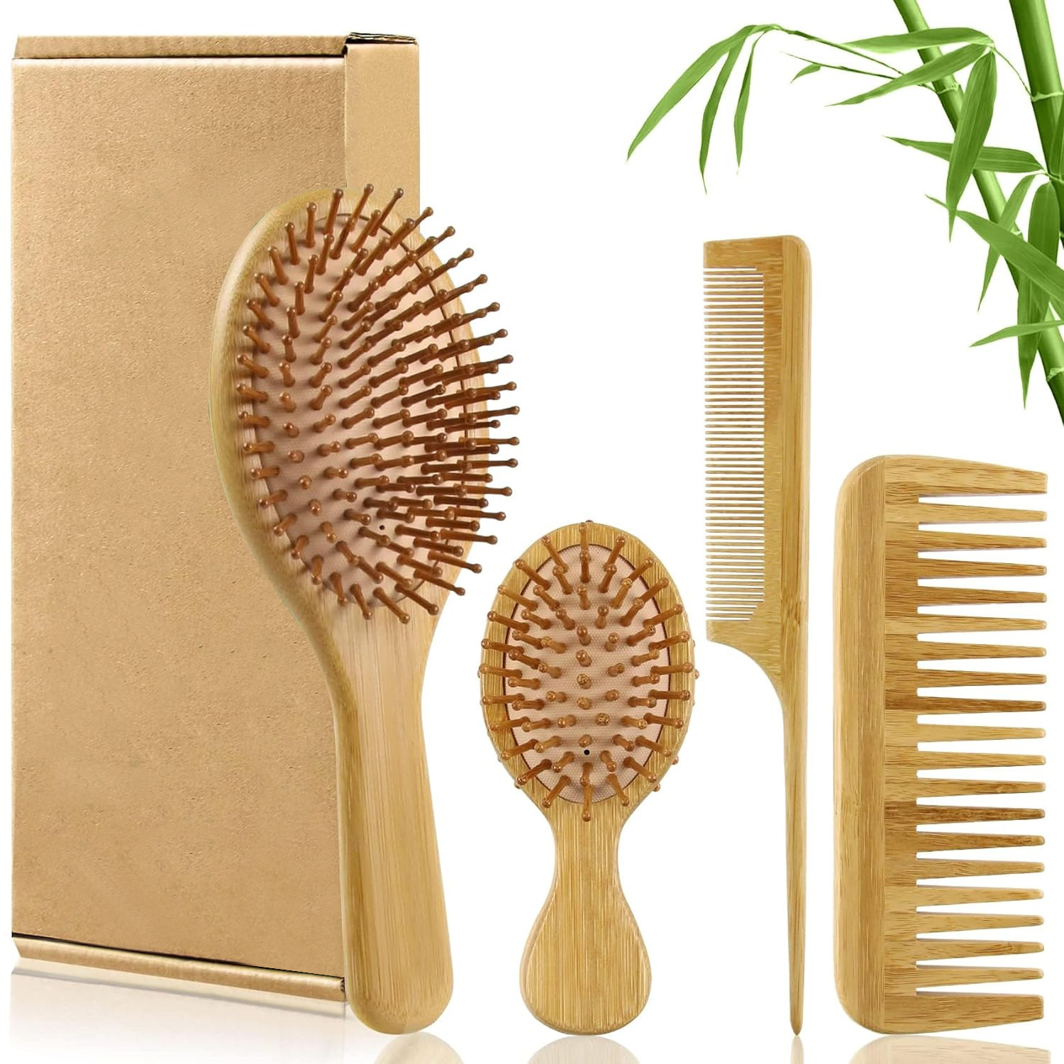 Bamboo Hair Brush Comb Set for - Men'S Grooming Brush ulasan dan harga